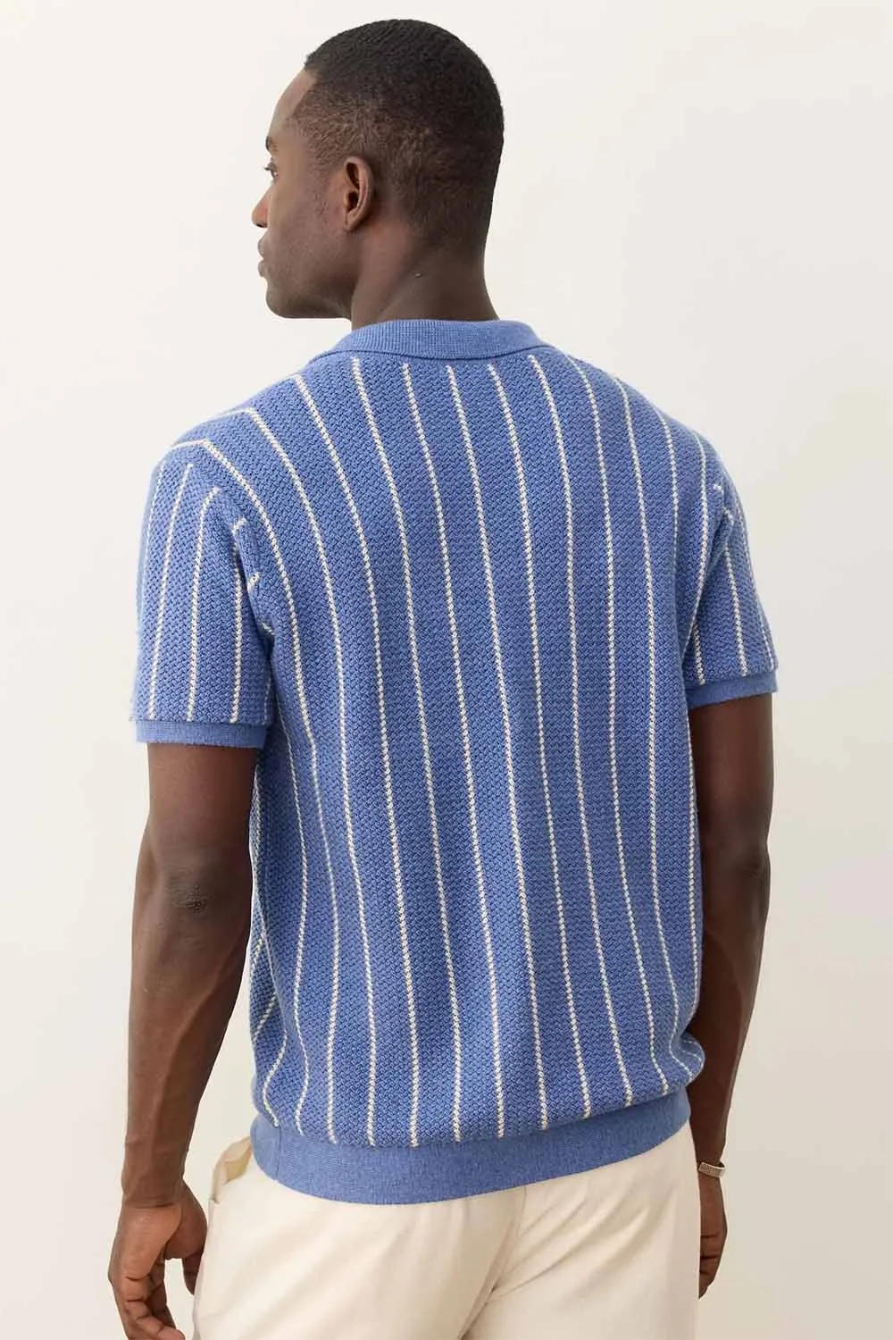 CONRAD SWEATER POLO Azure Stripe sold by REVOLVR Menswear product image thumbnail 3