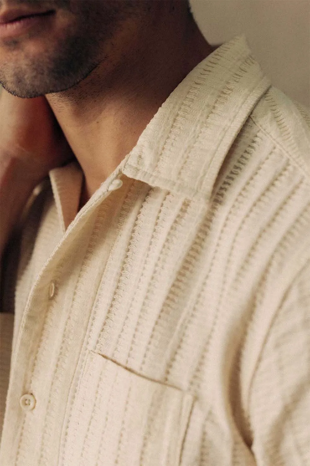 THE CONRAD SS Vintage White Dobby Stripe sold by REVOLVR Menswear product image thumbnail 3