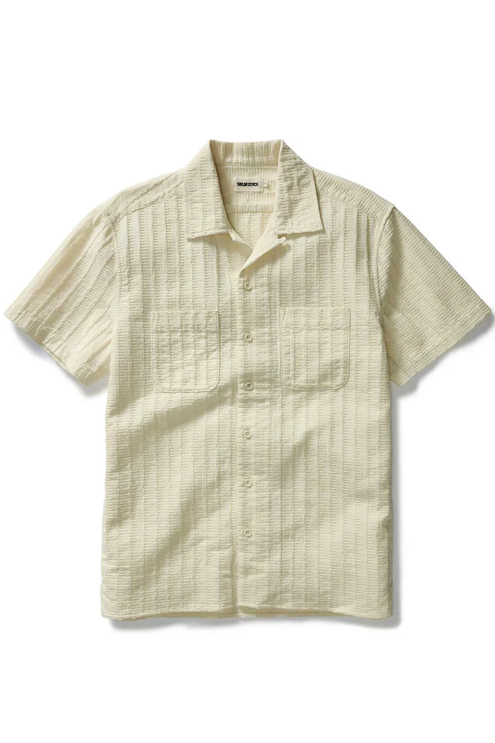 THE CONRAD SS Vintage White Dobby Stripe sold by REVOLVR Menswear