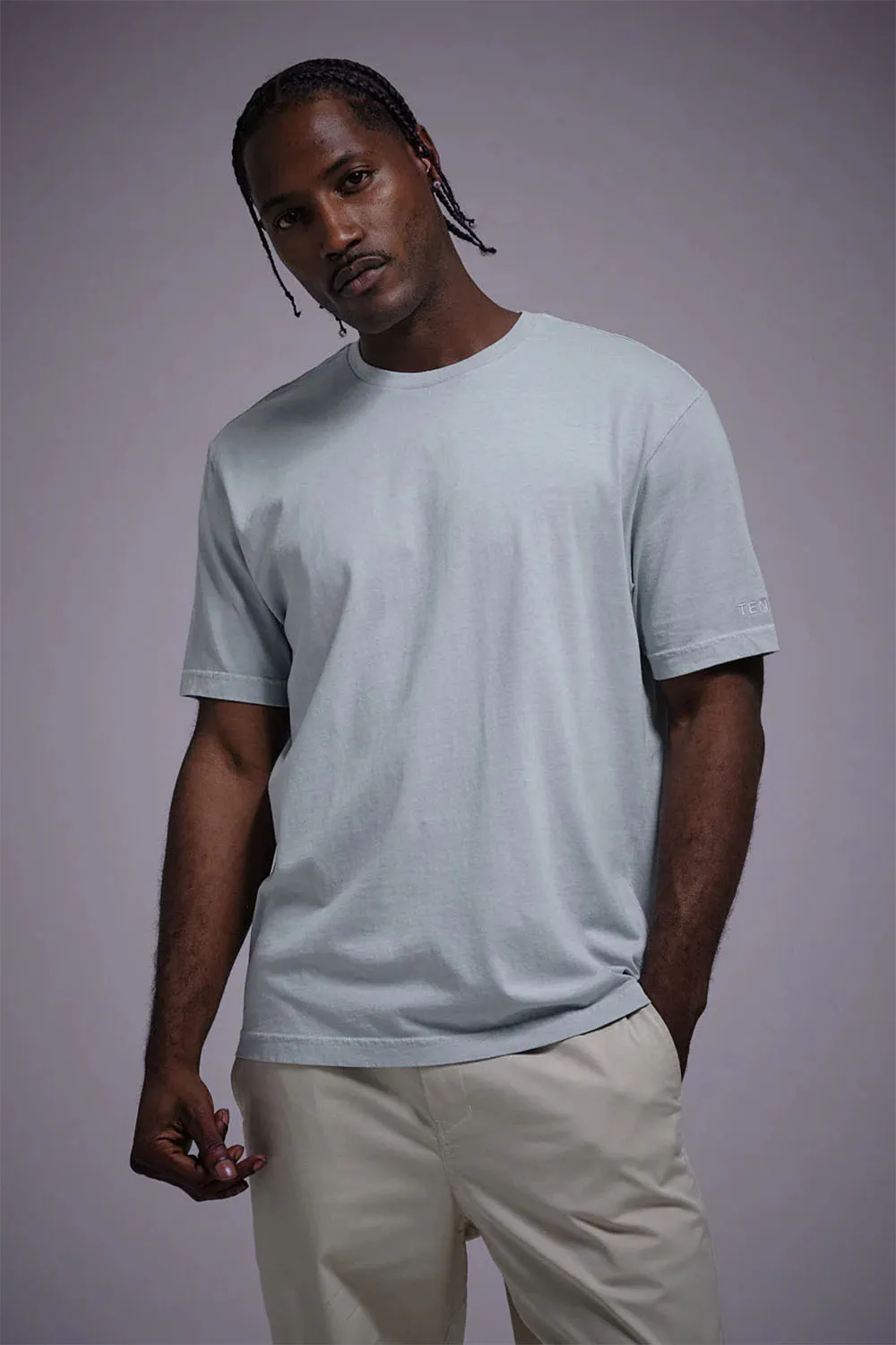 PIGMENT DYE TEE Sky sold by REVOLVR Menswear