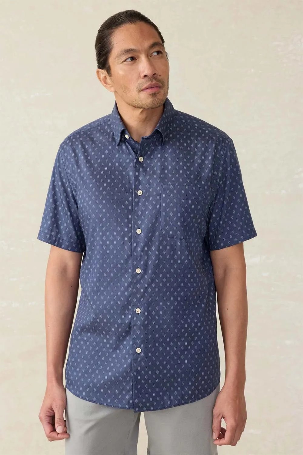 SS MOVEMENT MONTERREY SHIRT Navy Dusk Diamond sold by REVOLVR Menswear