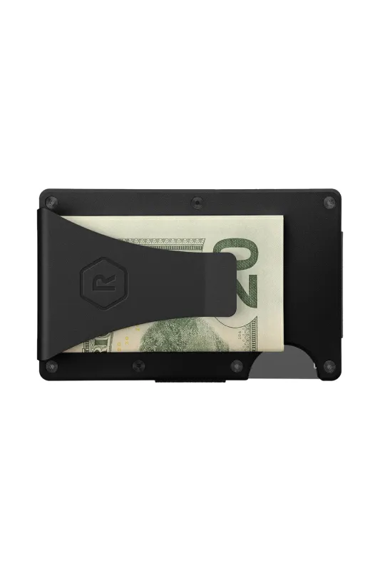 RIDGE WALLET - TITANIUM - MONEY CLIP Matte Black sold by REVOLVR Menswear
