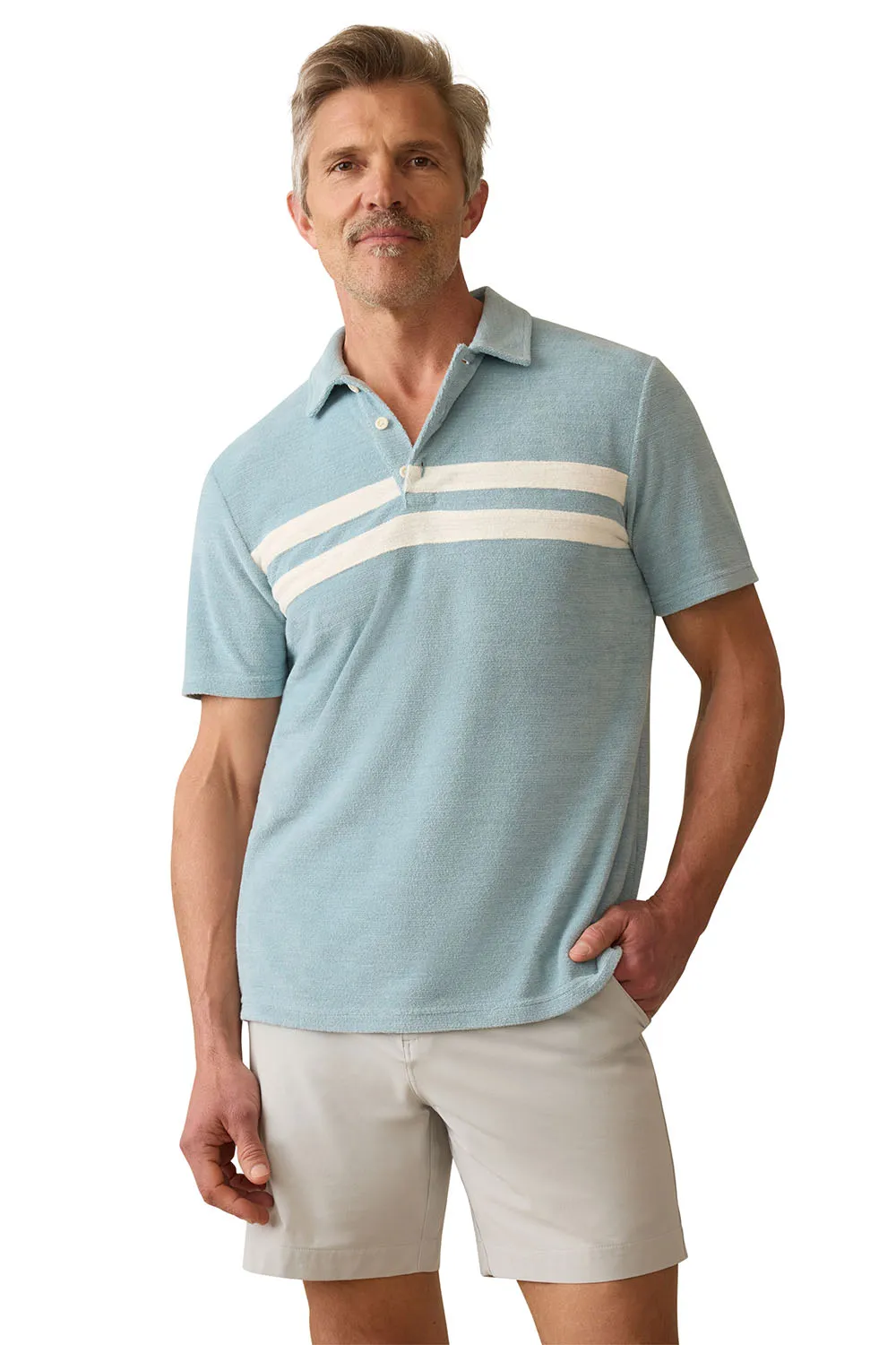 CABANA TOWEL TERRY POLO Patina Pool sold by REVOLVR Menswear