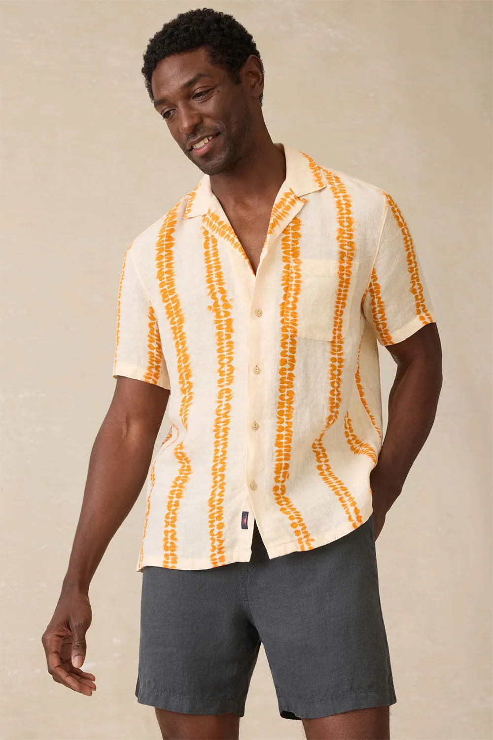 SS SHIBORI PALMA LINEN SHIRT Citrus Valley sold by REVOLVR Menswear