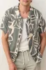 STRETCH SELVAGE RESORT SS Olive Abstract Palm sold by REVOLVR Menswear
