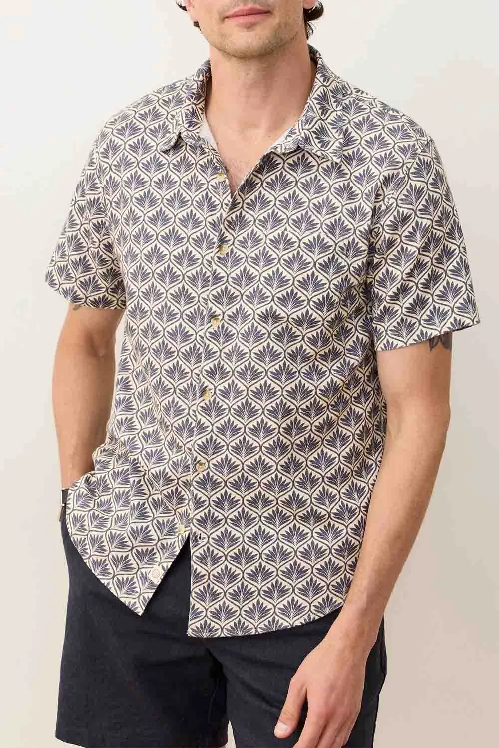 STRETCH SELVAGE SHIRT India Ink Agave Print sold by REVOLVR Menswear product image thumbnail 2