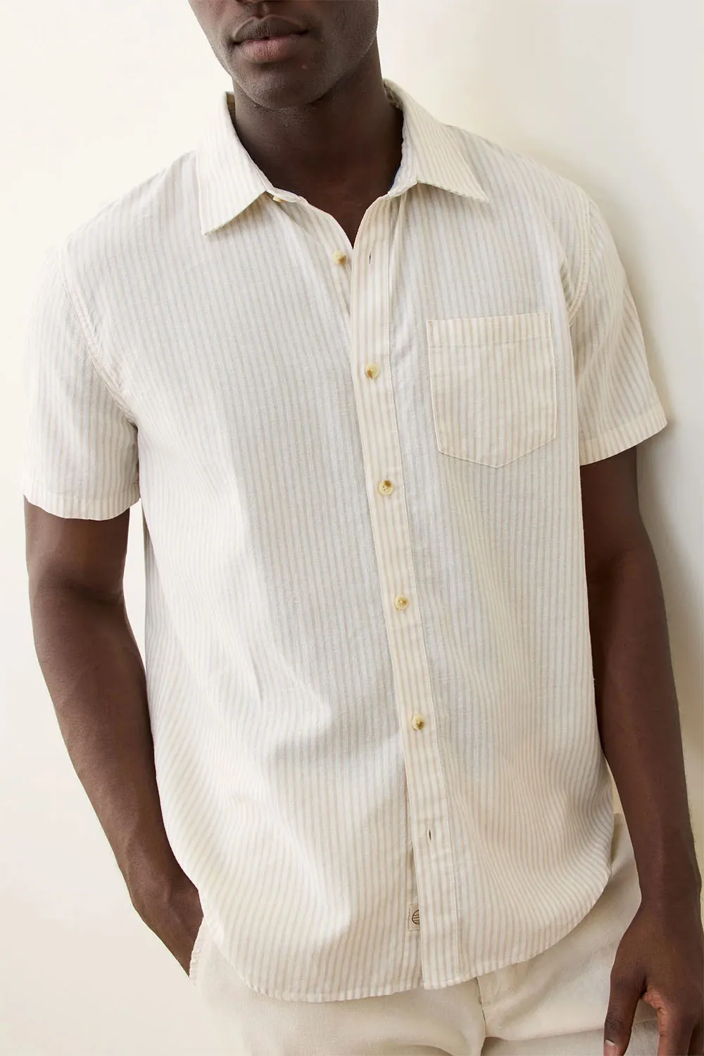 BETTER-THAN-LINEN SHIRT Tan/White Stripe sold by REVOLVR Menswear product image thumbnail 2