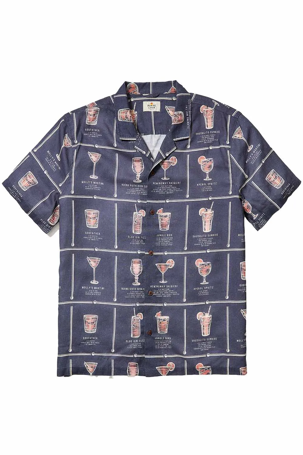 ARCHIVE RESORT SHIRT Navy Happy Hour Print sold by REVOLVR Menswear