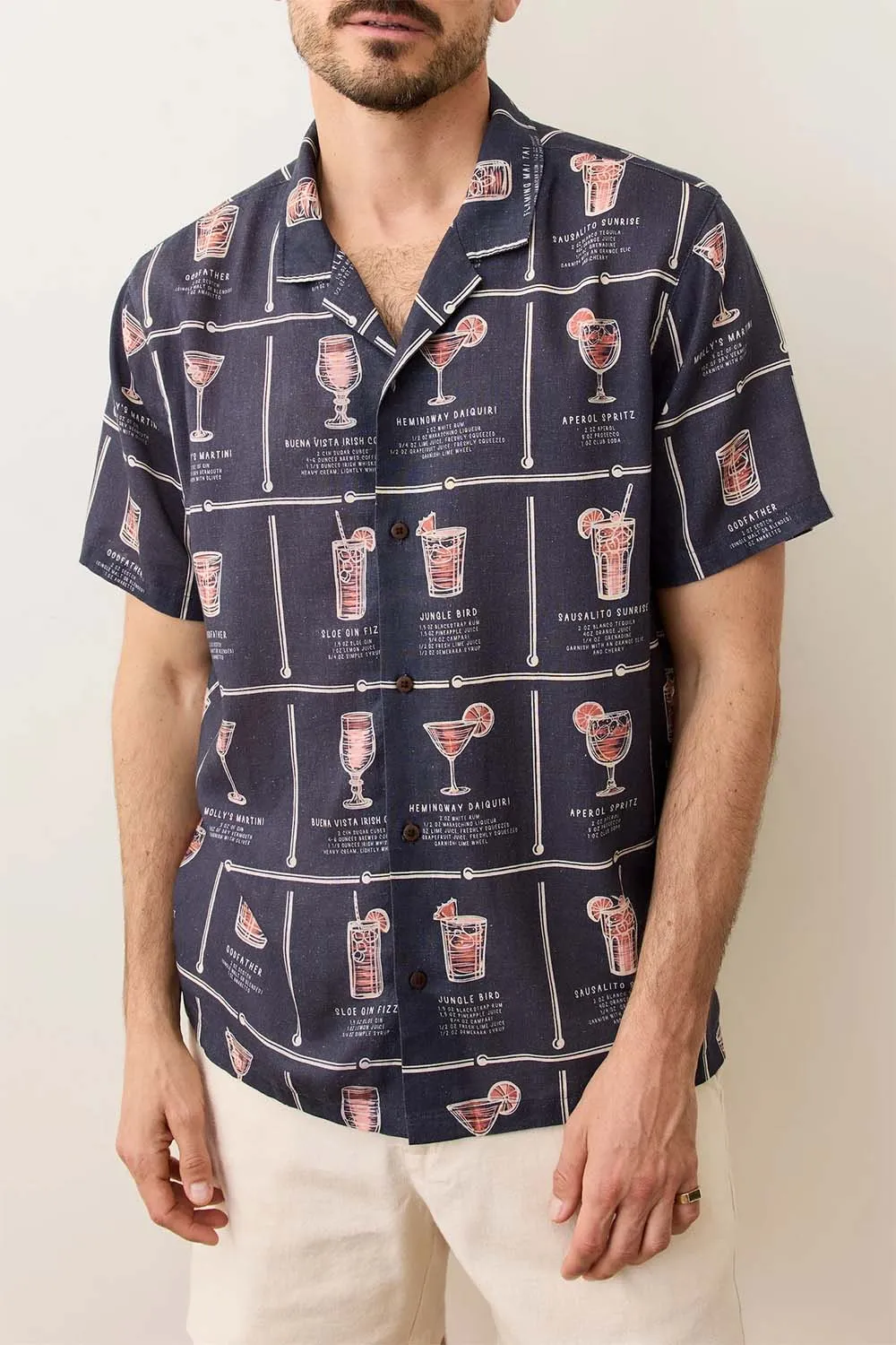 ARCHIVE RESORT SHIRT Navy Happy Hour Print sold by REVOLVR Menswear product image thumbnail 4