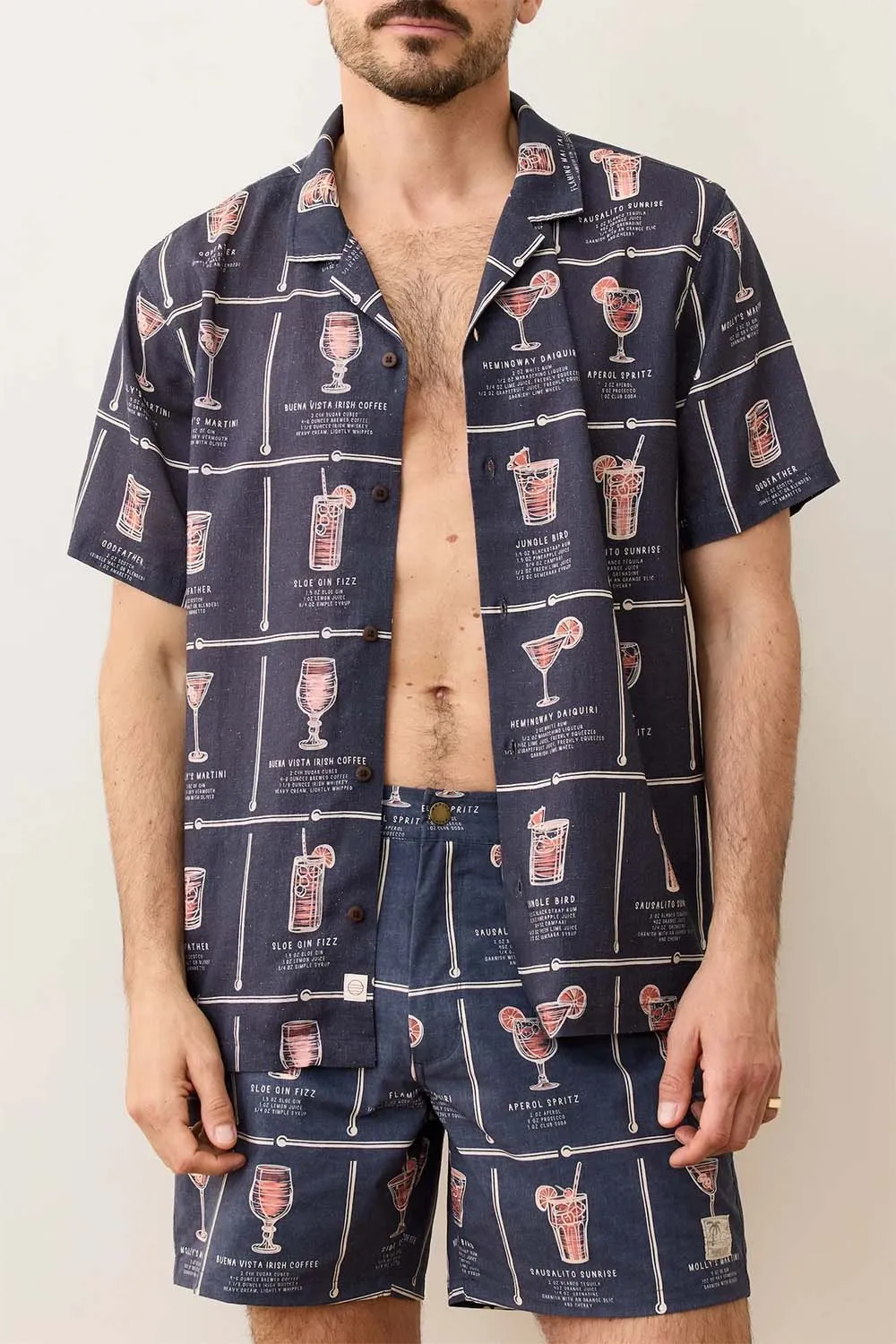 ARCHIVE RESORT SHIRT Navy Happy Hour Print sold by REVOLVR Menswear product image thumbnail 3
