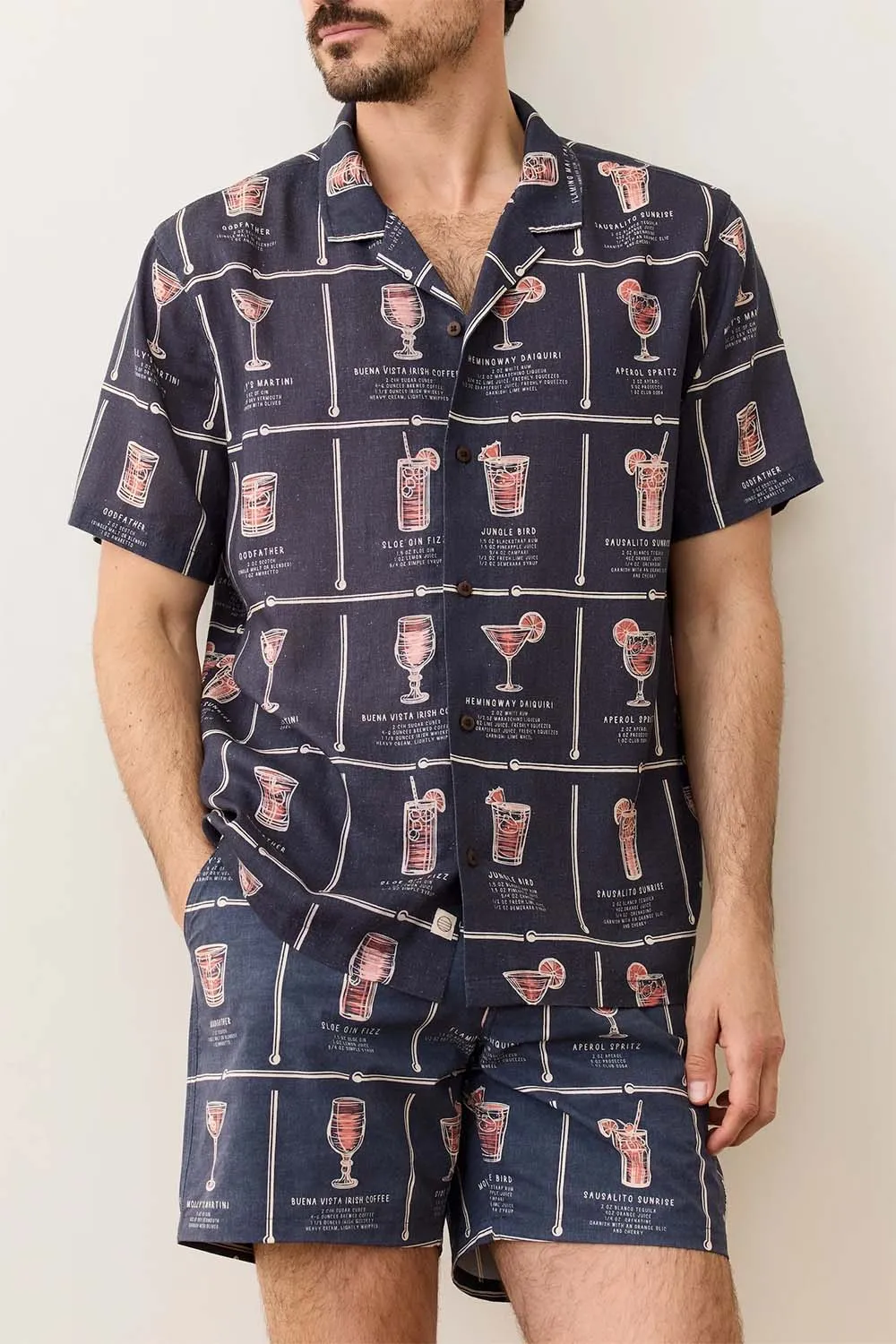 ARCHIVE RESORT SHIRT Navy Happy Hour Print sold by REVOLVR Menswear product image thumbnail 2