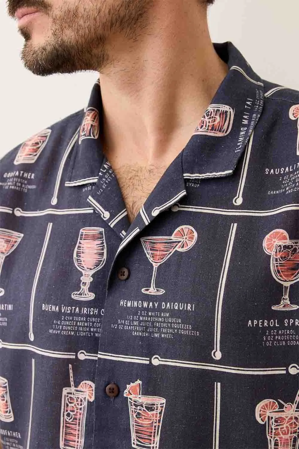 ARCHIVE RESORT SHIRT Navy Happy Hour Print sold by REVOLVR Menswear product image thumbnail 5