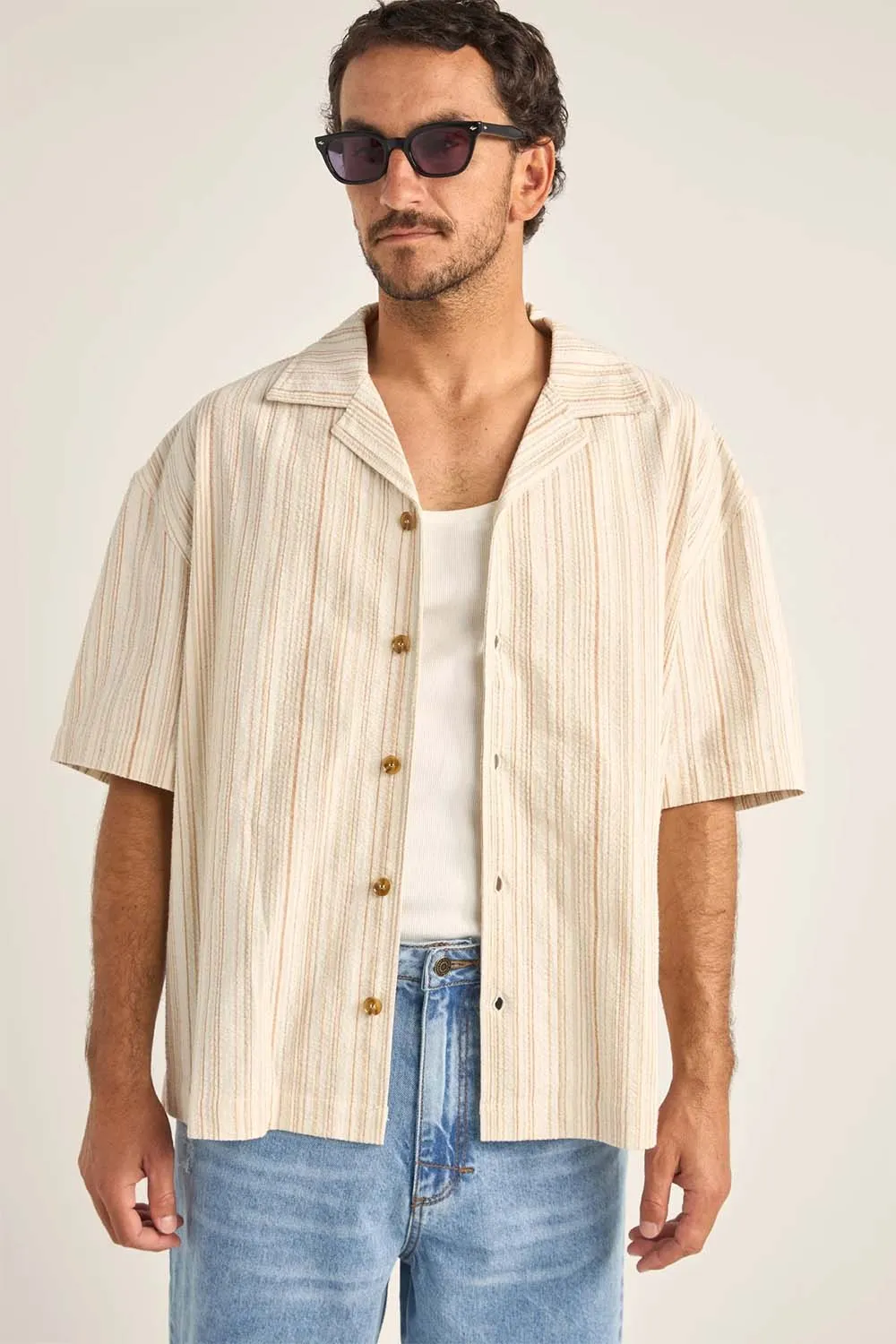 BENNY RELAXED STRIPE SS Cream sold by REVOLVR Menswear product image thumbnail 2