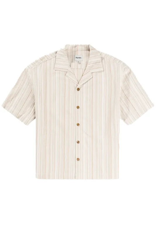 BENNY RELAXED STRIPE SS Cream made by Rhythm.