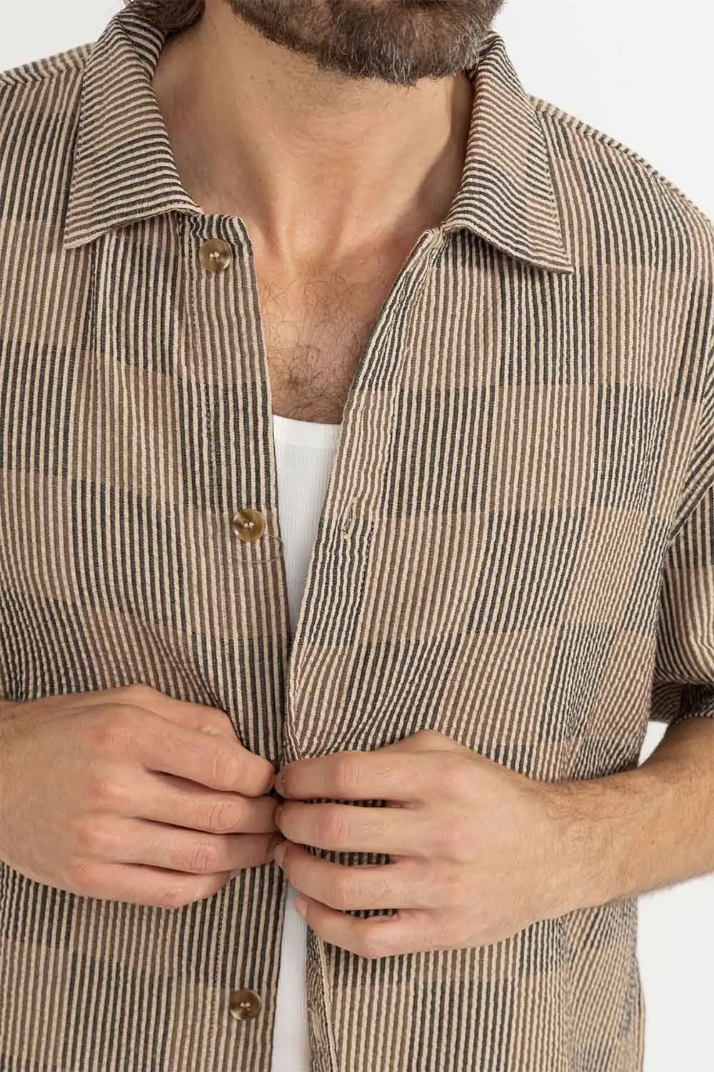 TANNER CHECK SS SHIRT Tobacco sold by REVOLVR Menswear product image thumbnail 4