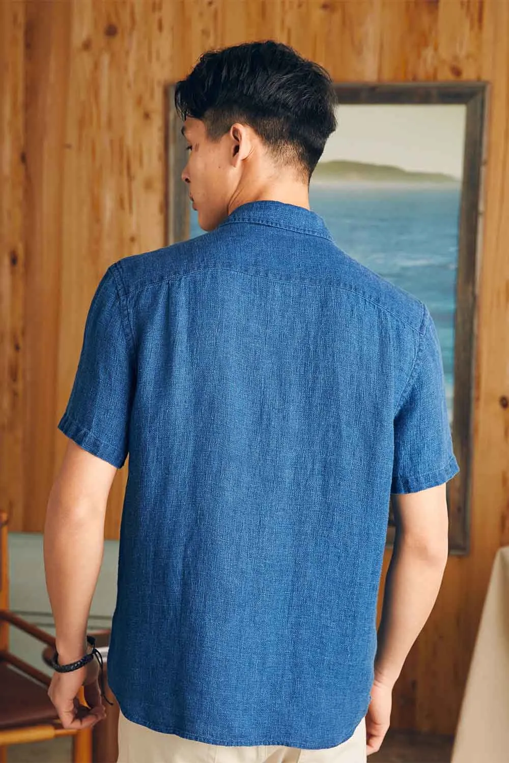 PALMA SS LINEN SHIRT Indigo Basketweave sold by REVOLVR Menswear product image thumbnail 2