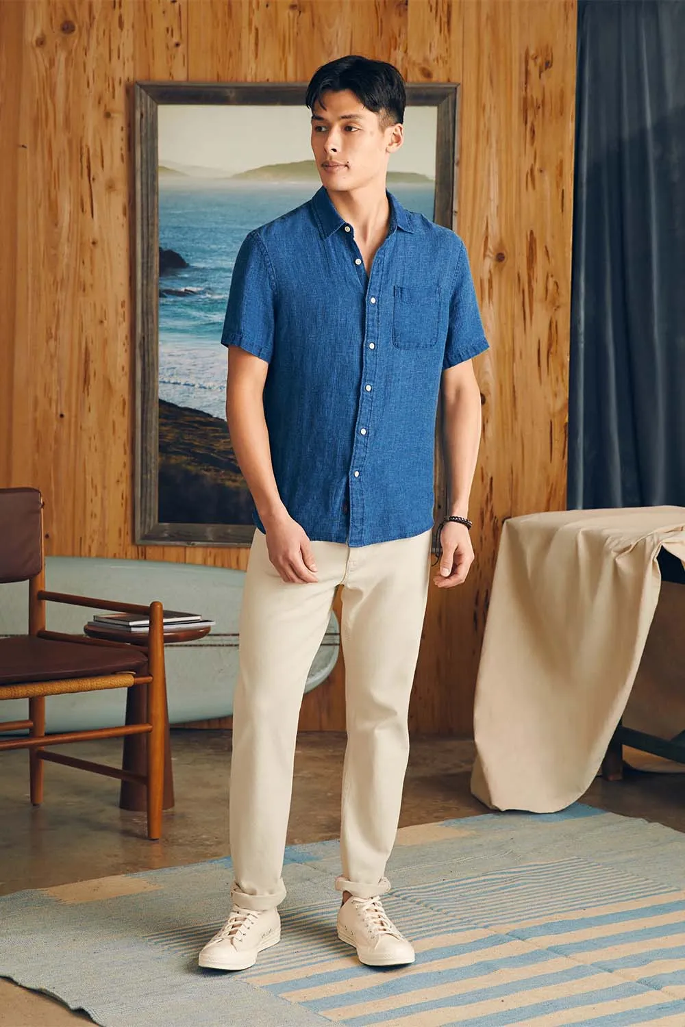 PALMA SS LINEN SHIRT Indigo Basketweave sold by REVOLVR Menswear product image thumbnail 4