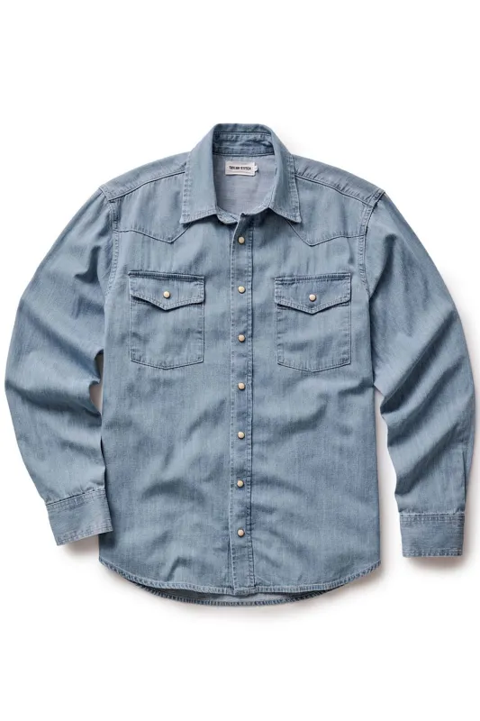 THE GLACIER SHIRT Washed Indigo Denim sold by REVOLVR Menswear