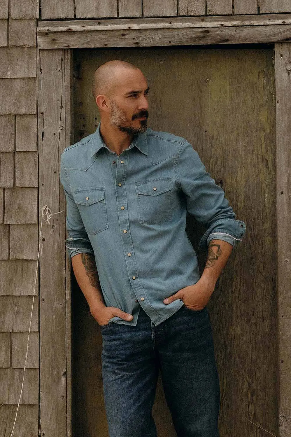 THE GLACIER SHIRT Washed Indigo Denim sold by REVOLVR Menswear product image thumbnail 2