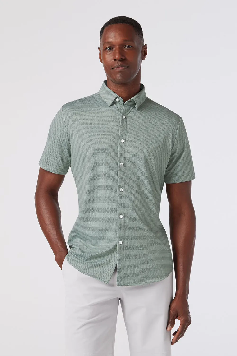 HALYARD SS Pale Green Dot Stripe sold by REVOLVR Menswear