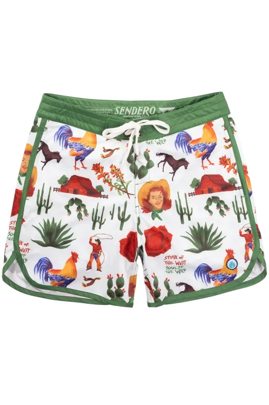 POINT BAR BOARDSHORTS Cowboy Surreal Print sold by REVOLVR Menswear