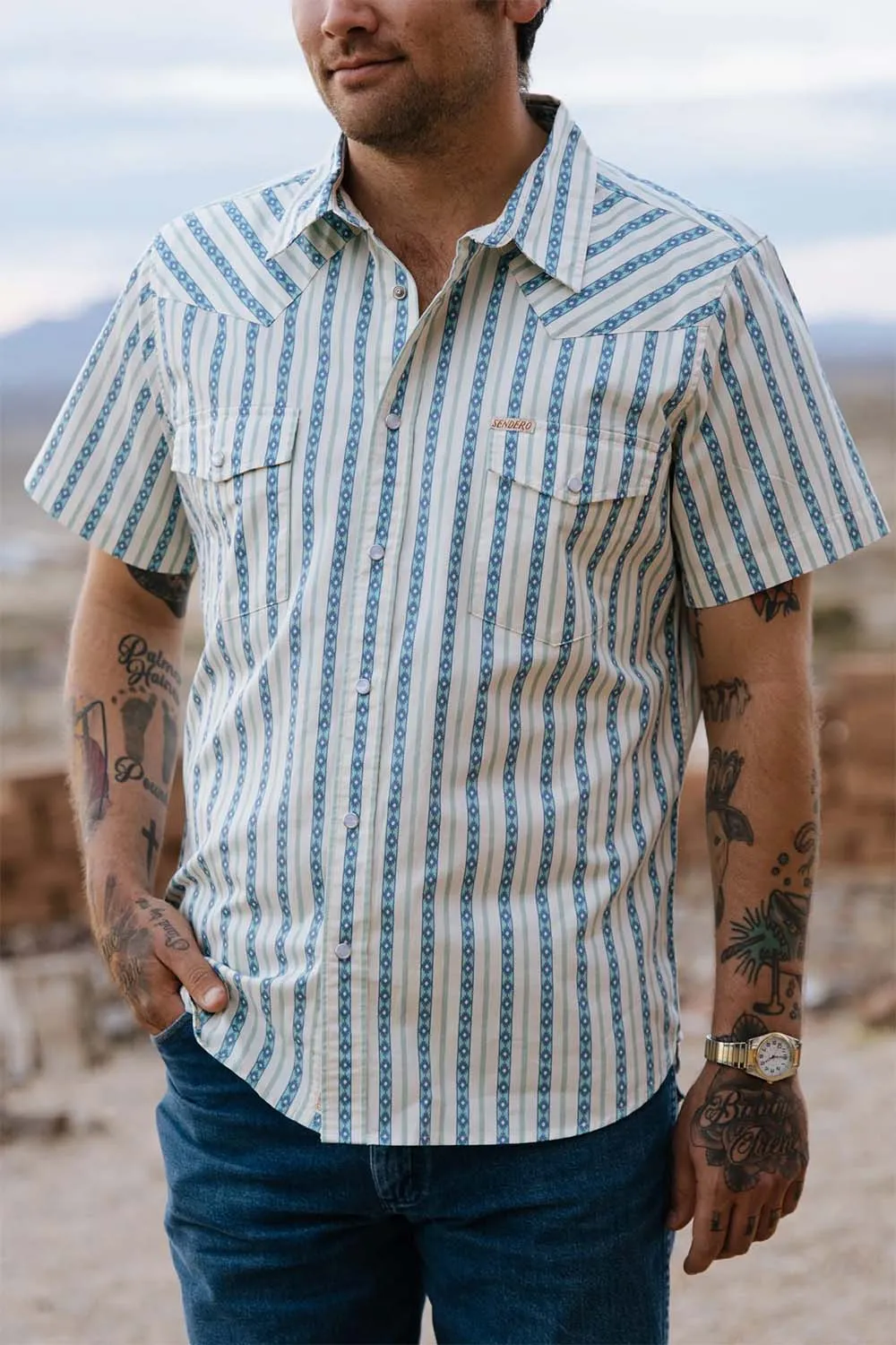 SERAPE PEARL SNAP SS Teal sold by REVOLVR Menswear product image thumbnail 2