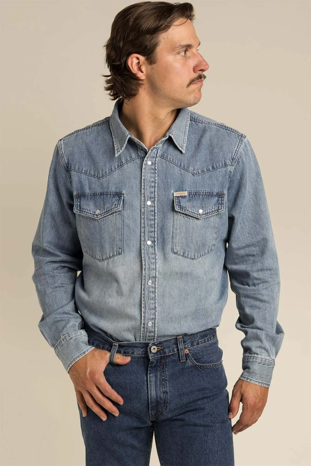 THE WYATT PEARL SNAP SHIRT Vintage Denim sold by REVOLVR Menswear product image thumbnail 4