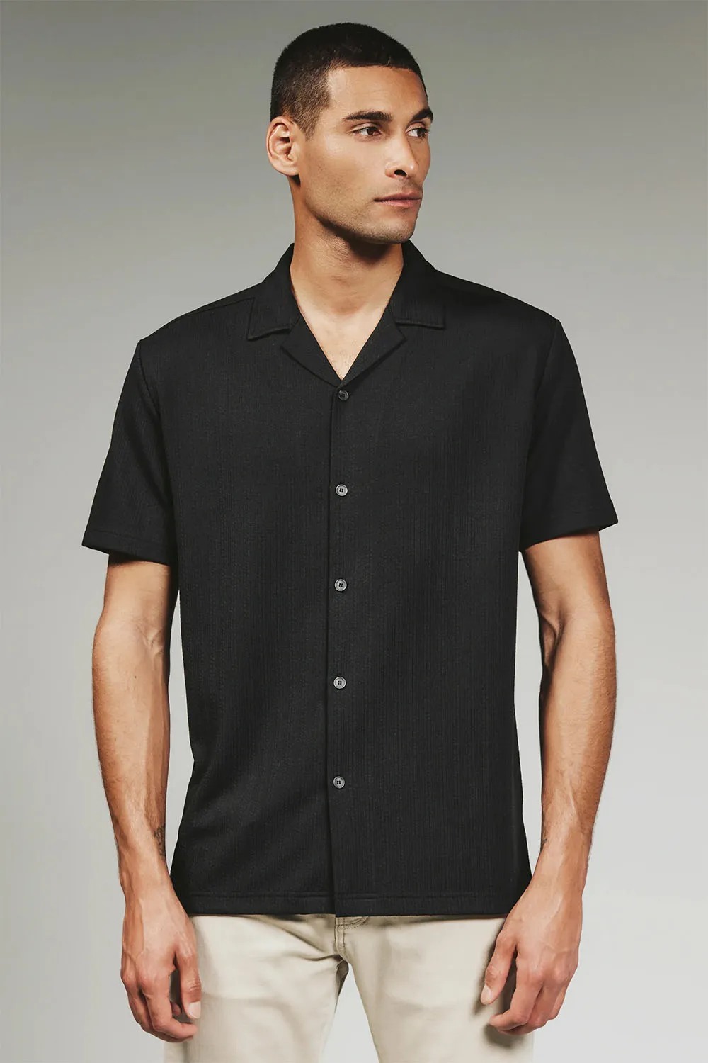VAUGHN CAMP SHIRT Black sold by REVOLVR Menswear