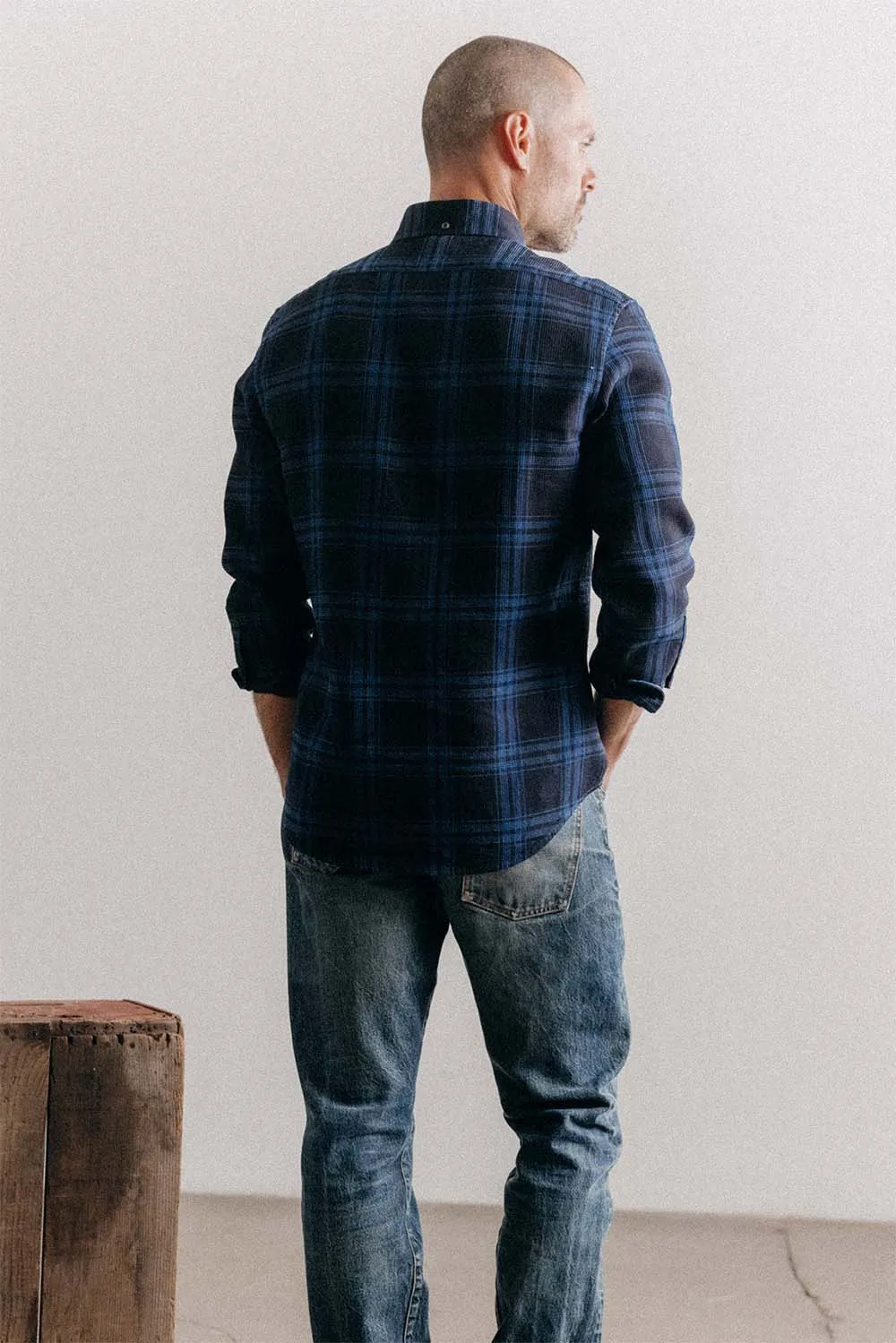 THE JACK Deep Indigo Plaid Waffle sold by REVOLVR Menswear product image thumbnail 3