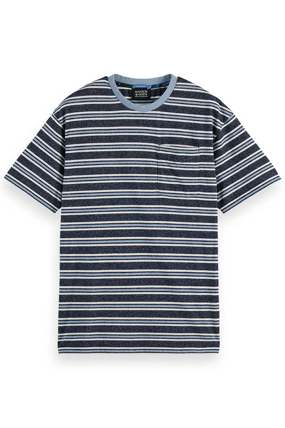YARN DYE STRIPE T-SHIRT Blue/Multi sold by REVOLVR Menswear