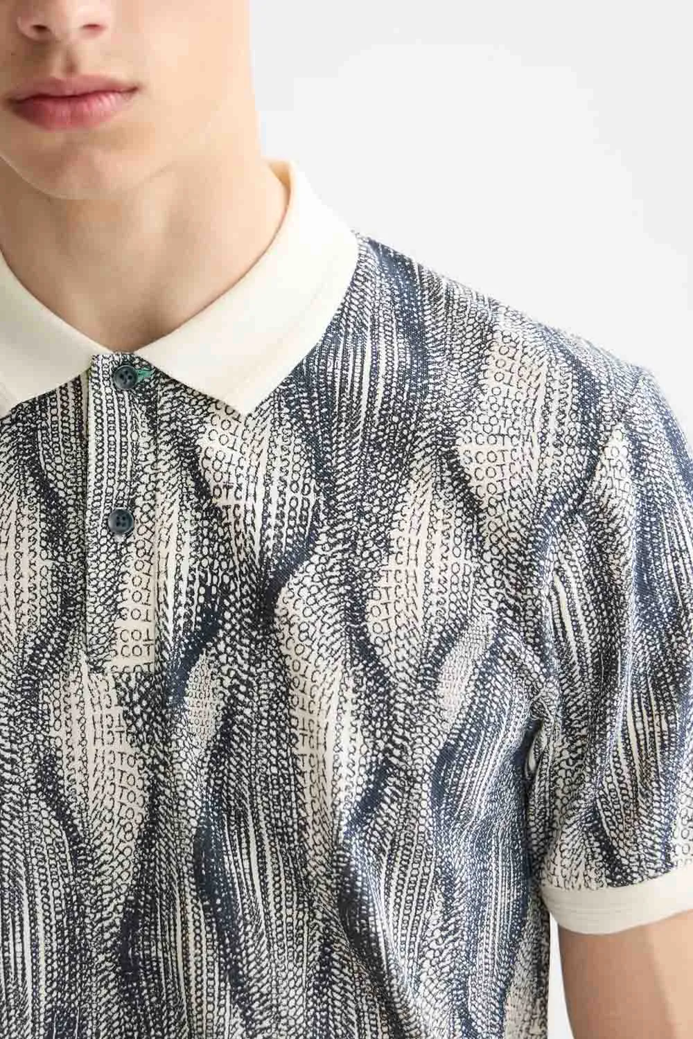 MICRO PRINT POLO Batik Logo Navy sold by REVOLVR Menswear product image thumbnail 4