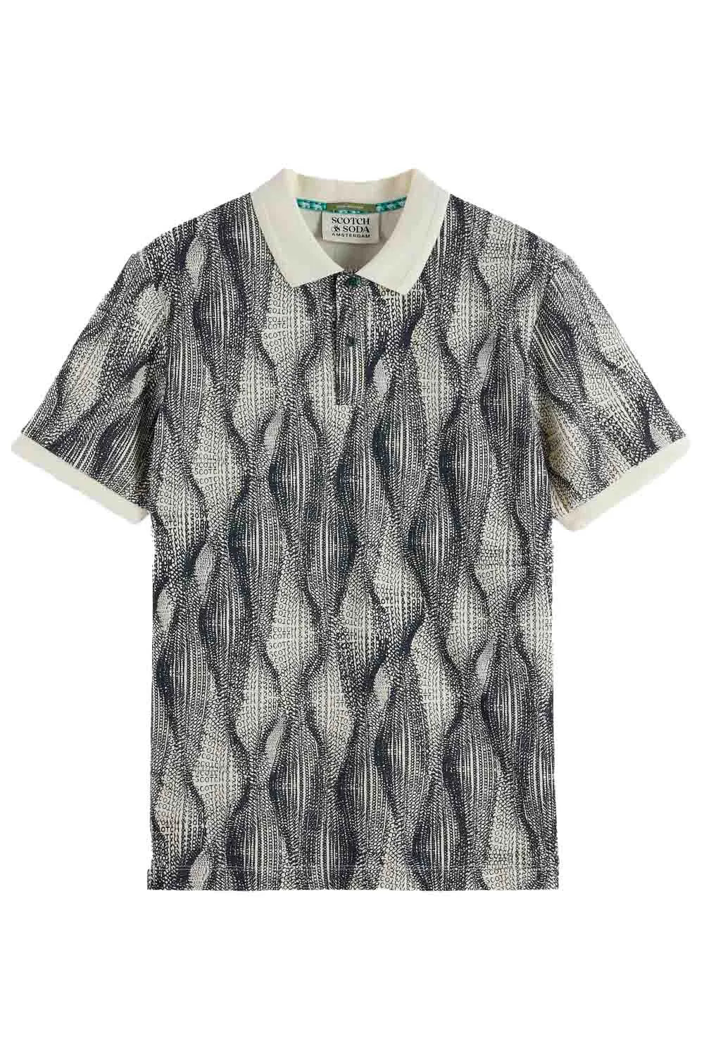 MICRO PRINT POLO Batik Logo Navy sold by REVOLVR Menswear