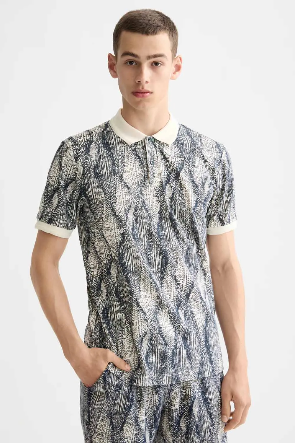 MICRO PRINT POLO Batik Logo Navy sold by REVOLVR Menswear product image thumbnail 2