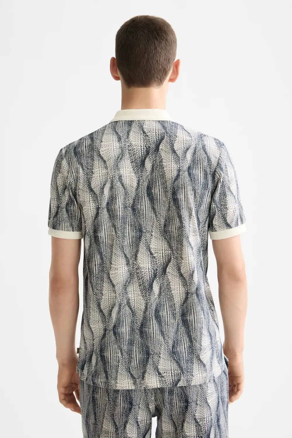 MICRO PRINT POLO Batik Logo Navy sold by REVOLVR Menswear product image thumbnail 3