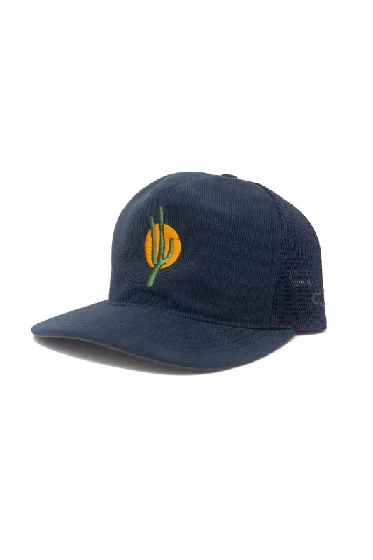 SUNSET CACTUS TRUCKER STRAPBACK Navy sold by REVOLVR Menswear