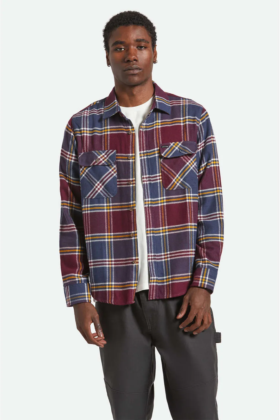 BOWERY LS FLANNEL Mood Indigo/Port/Saffron sold by REVOLVR Menswear product image thumbnail 2