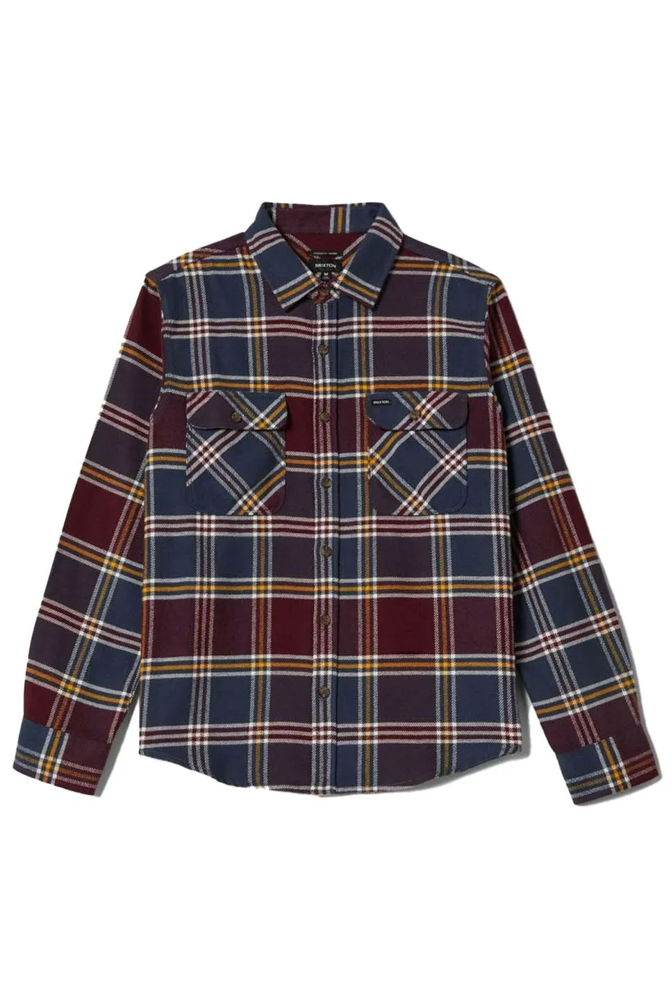 BOWERY LS FLANNEL Mood Indigo/Port/Saffron sold by REVOLVR Menswear
