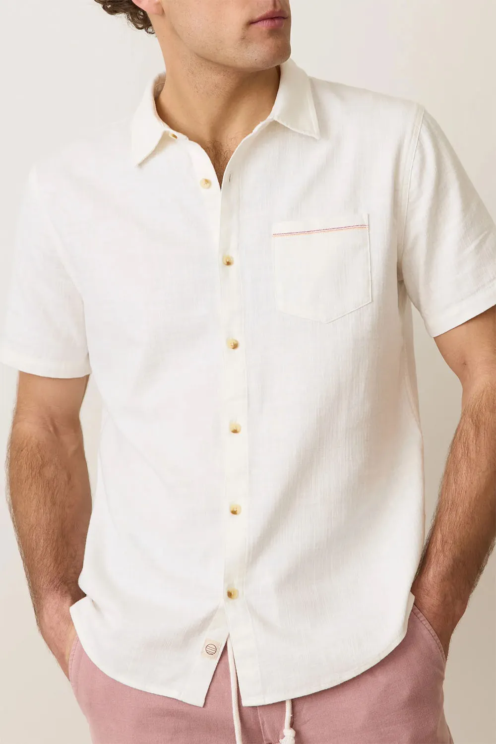 STRETCH SELVAGE SHIRT Natural sold by REVOLVR Menswear product image thumbnail 3