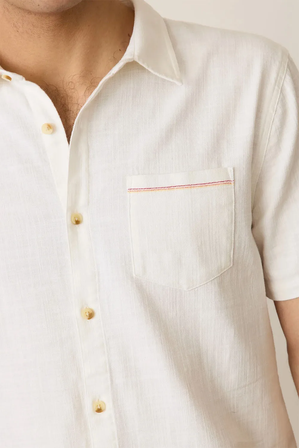 STRETCH SELVAGE SHIRT Natural sold by REVOLVR Menswear product image thumbnail 5