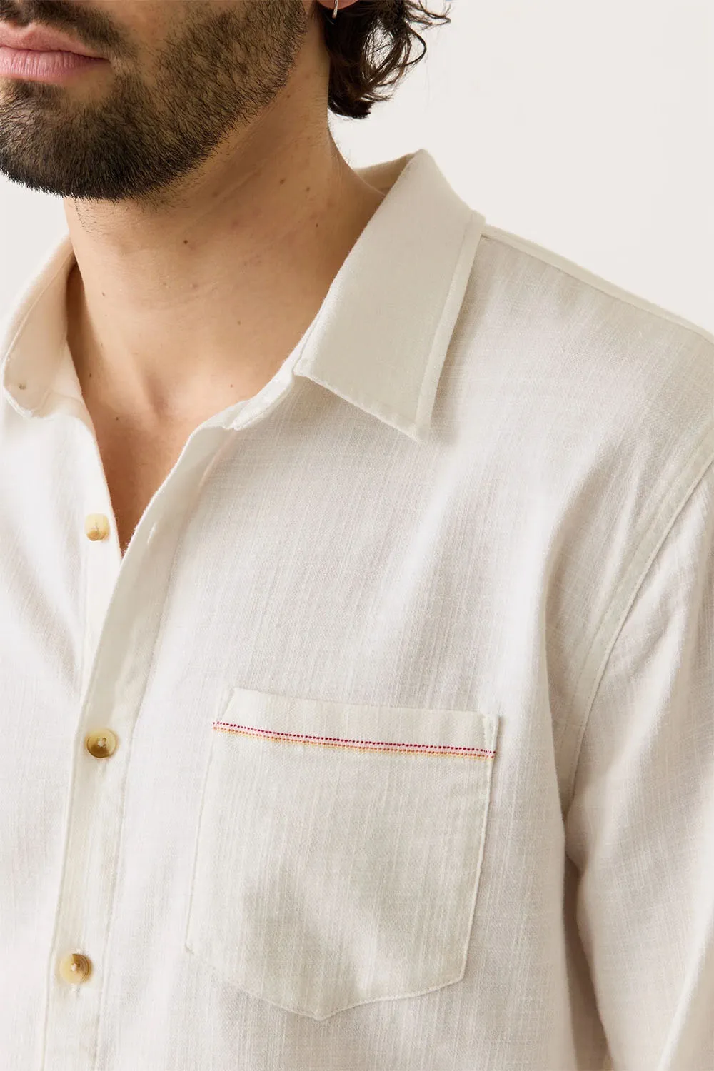 CLASSIC LS STRETCH SELVAGE SHIRT White sold by REVOLVR Menswear product image thumbnail 5