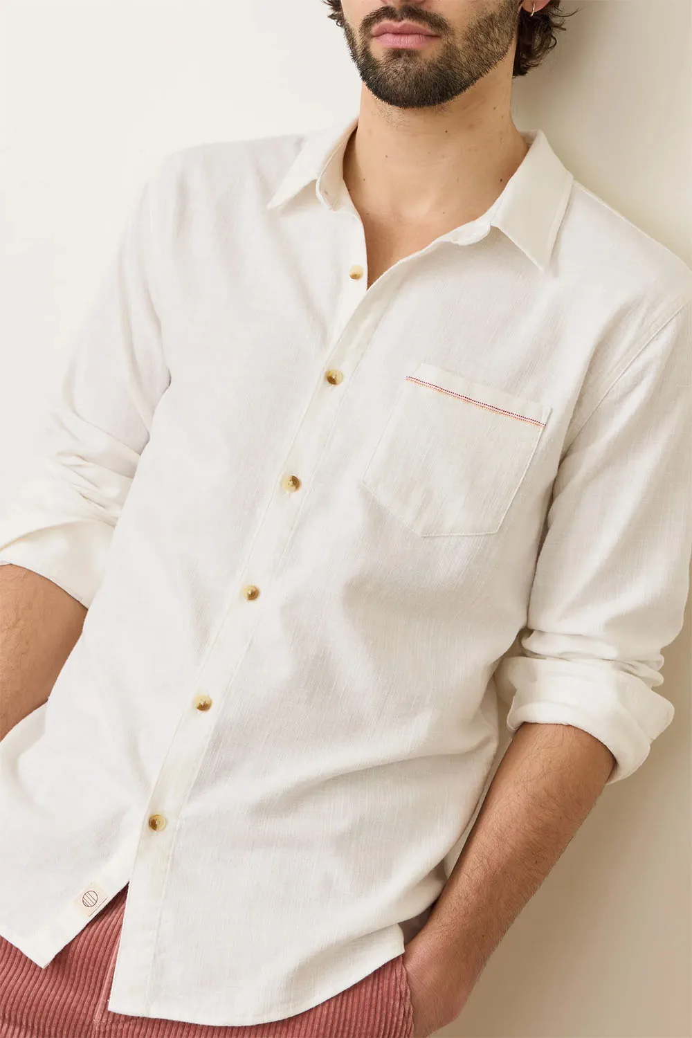 CLASSIC LS STRETCH SELVAGE SHIRT White sold by REVOLVR Menswear product image thumbnail 2