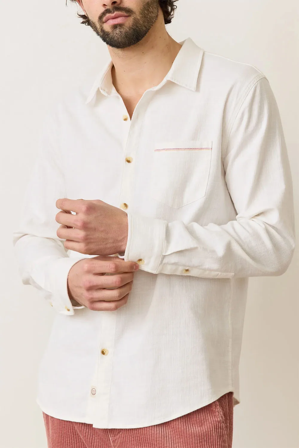 CLASSIC LS STRETCH SELVAGE SHIRT White sold by REVOLVR Menswear product image thumbnail 3