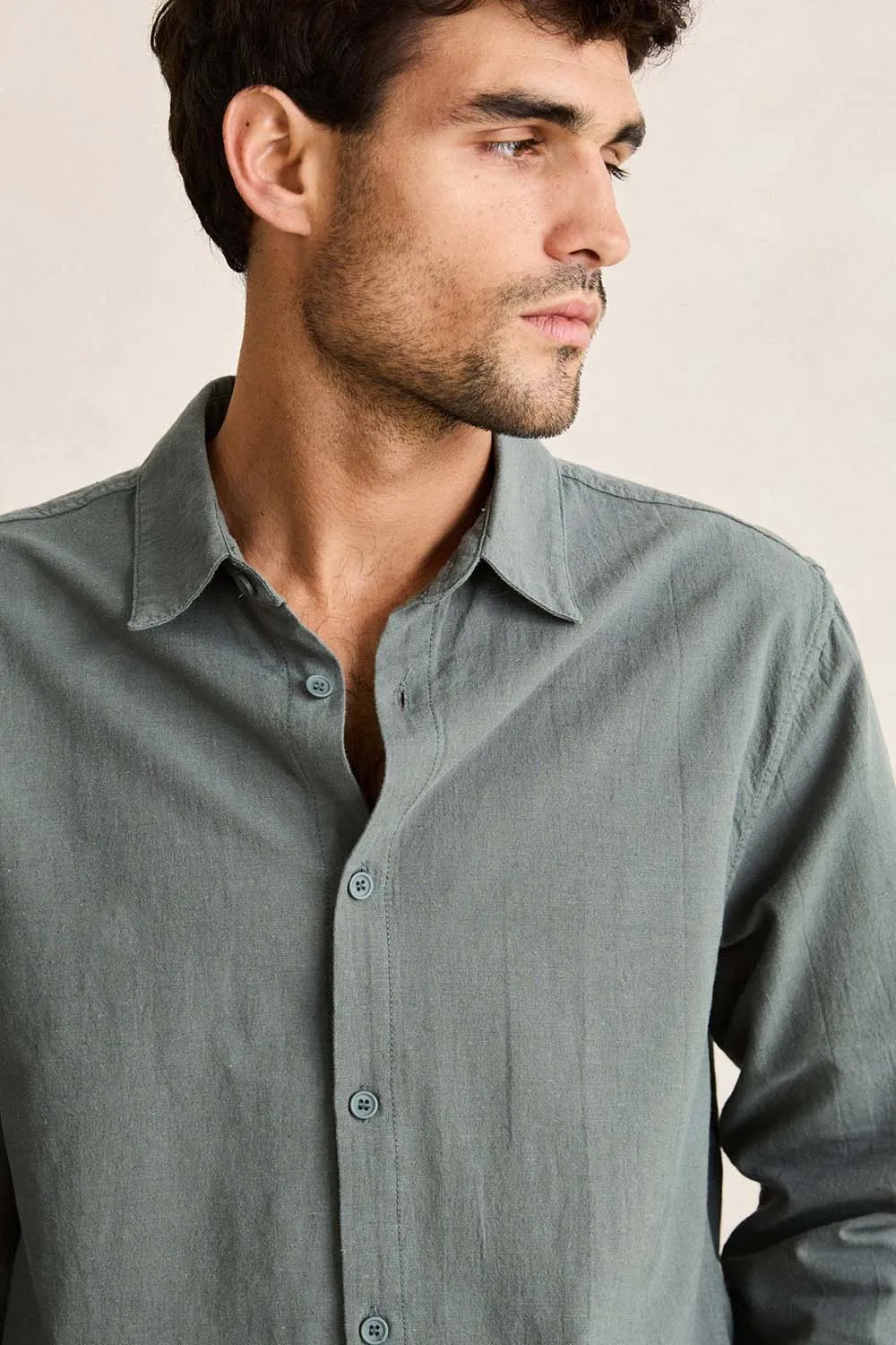 CLASSIC LINEN LS SHIRT Silver Pine sold by REVOLVR Menswear product image thumbnail 5