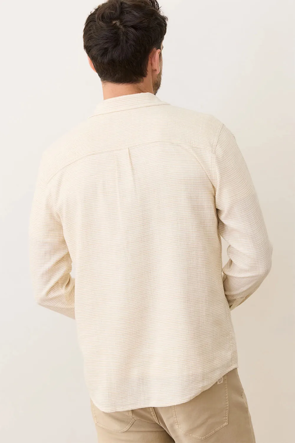 STRETCH SELVAGE SHIRT Natural Stripe sold by REVOLVR Menswear product image thumbnail 5