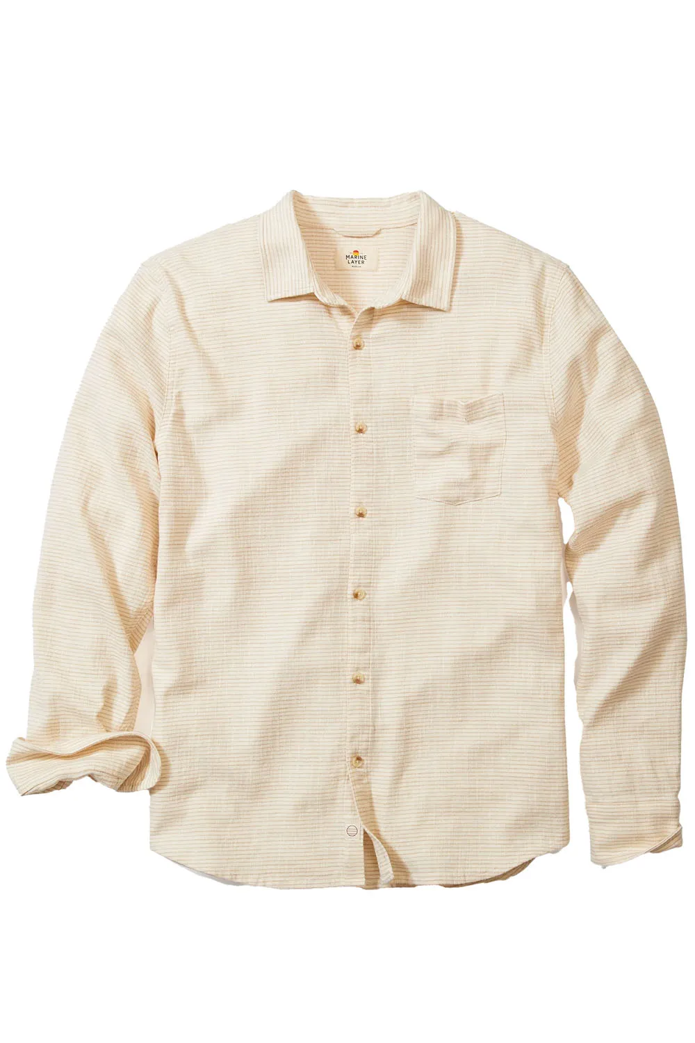 STRETCH SELVAGE SHIRT Natural Stripe sold by REVOLVR Menswear