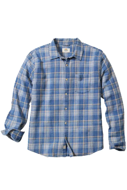 STRETCH SELVAGE SHIRT Blue Indigo Plaid sold by REVOLVR Menswear