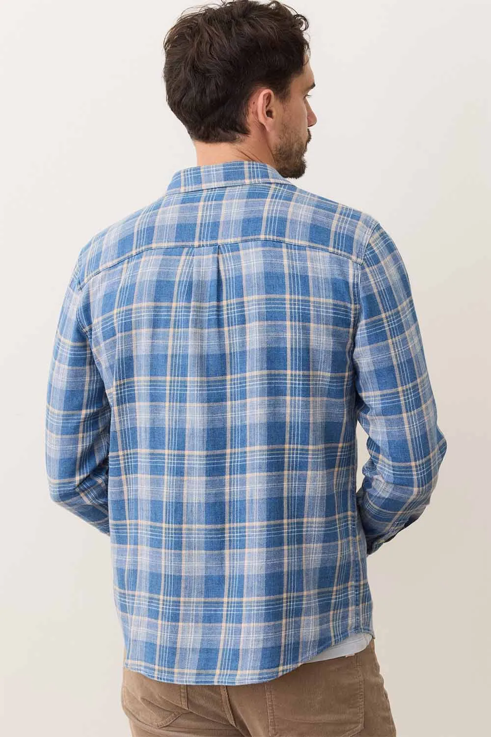 STRETCH SELVAGE SHIRT Blue Indigo Plaid sold by REVOLVR Menswear product image thumbnail 5