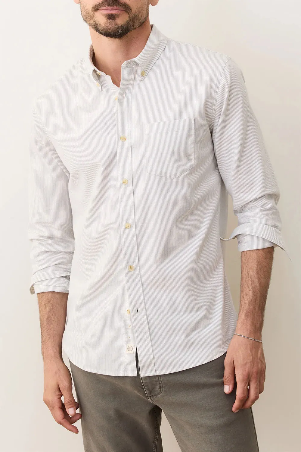CALIFORNIA OXFORD SHIRT Grey/White Stripe sold by REVOLVR Menswear product image thumbnail 2