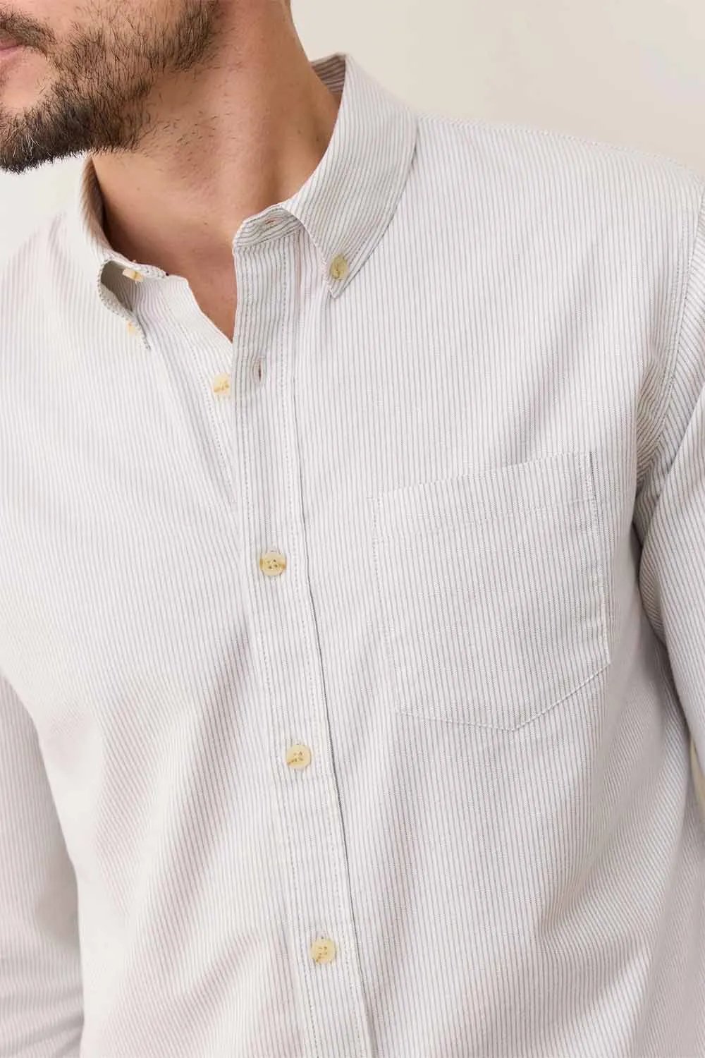 CALIFORNIA OXFORD SHIRT Grey/White Stripe sold by REVOLVR Menswear product image thumbnail 5