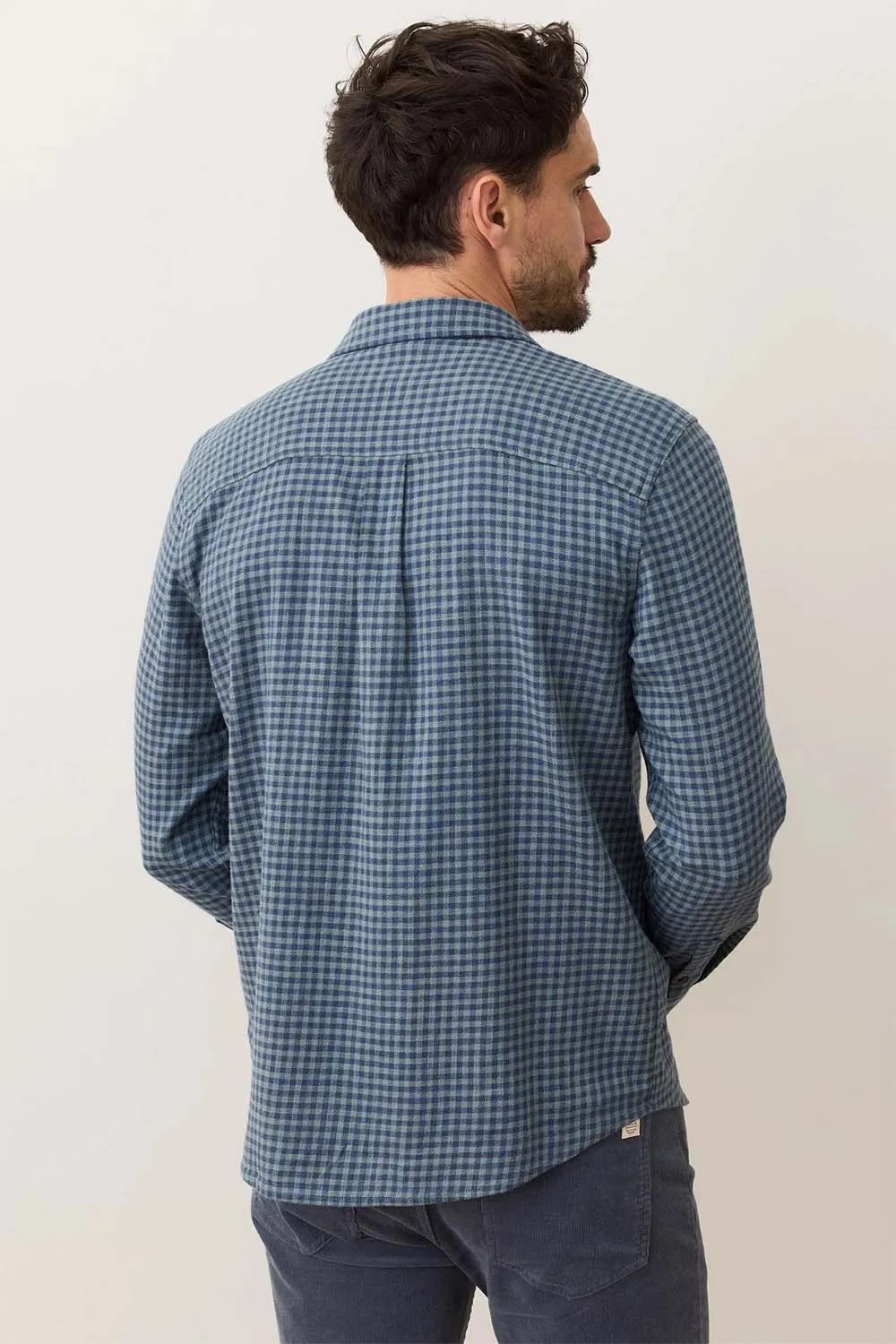 STRETCH SELVAGE SHIRT Green/Navy Gingham sold by REVOLVR Menswear product image thumbnail 4